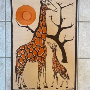 Giraffe Vintage Hand Printed Tapestry